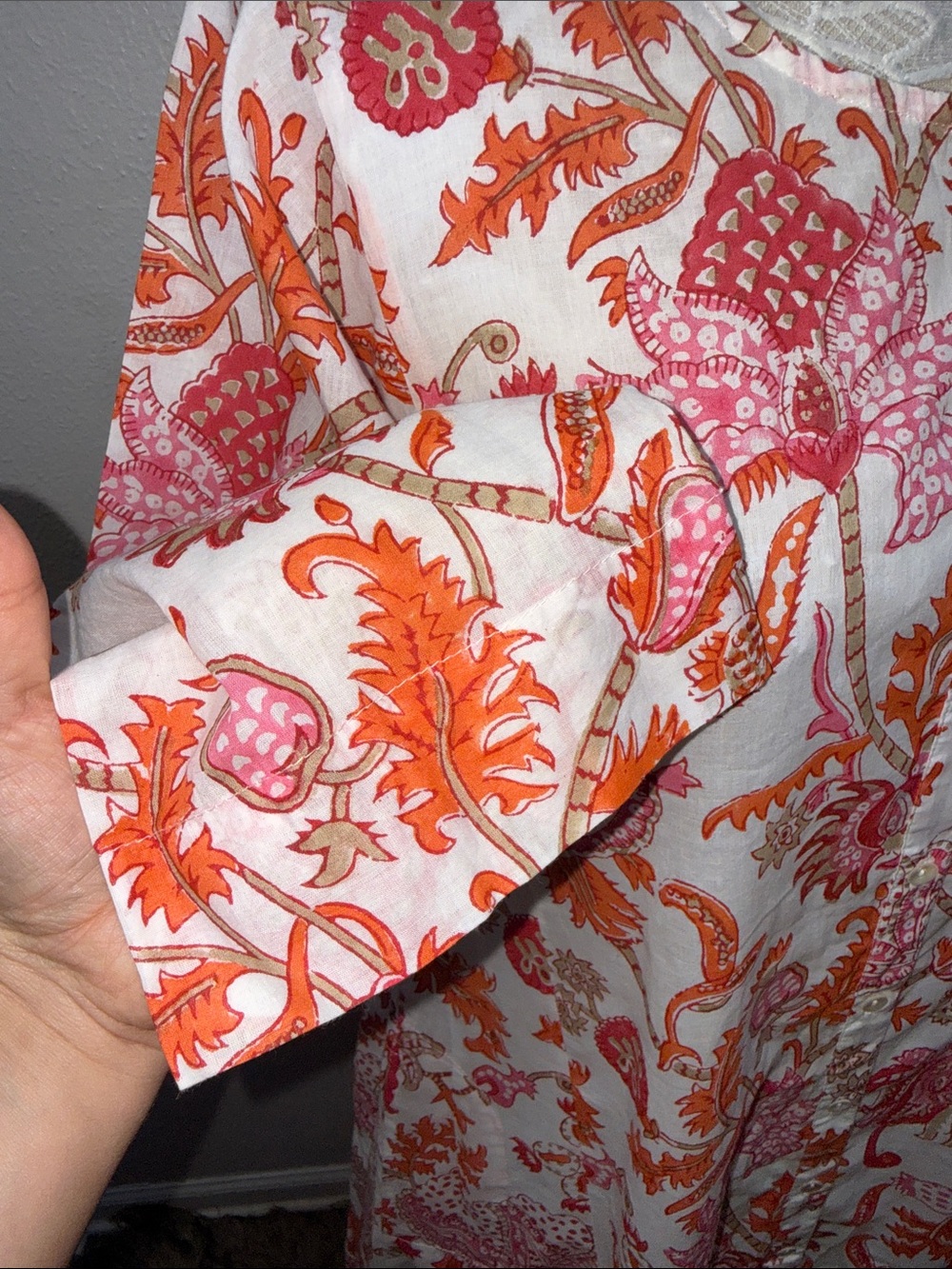Roller Rabbit White Maxi Dress with Pink & Orange Floral Print - Picture 5 of 7